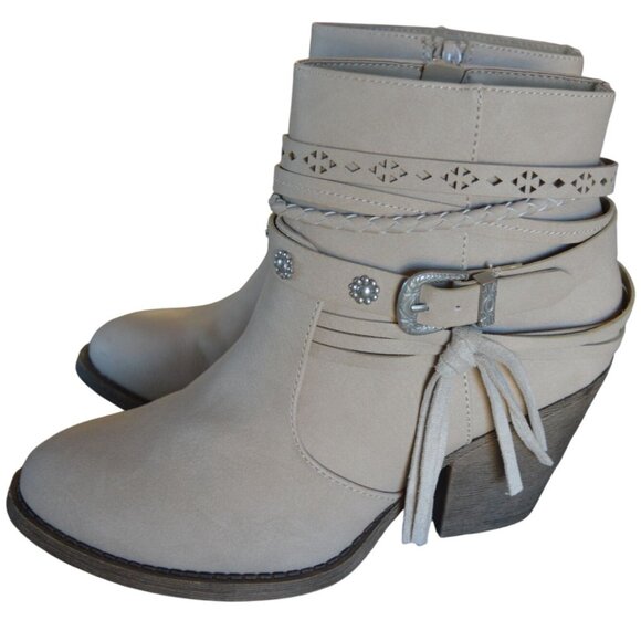 Jellypop Adia Fashion Booties Women Size 6 Natural Bone Beige Boho Fall Buckle - Picture 4 of 11